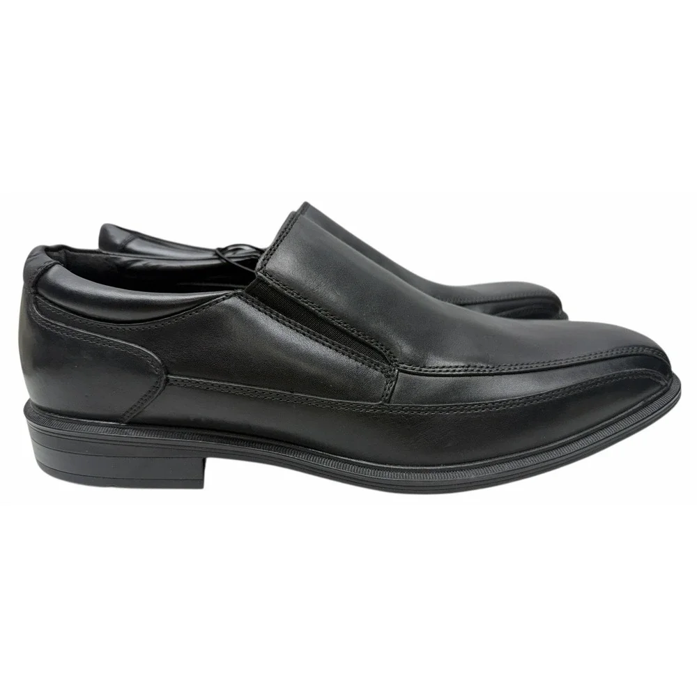 Kenneth Cole  Mens Black Leather Slip On Square Toe Dress Shoes‎ Size 10.5